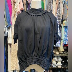 NWT Simone Rocha Black Ruched Puff Sleeve Top Spongy Jersey Blouse XS
